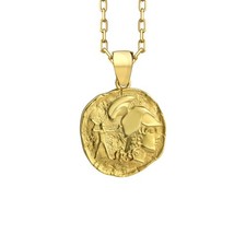 Antica moneta greca in argento 925k placcato oro collana per regalo anniversario
