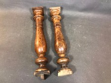 Coppia Vecchio Colonne Di Mobile IN Legno Noce Restaurazione Mobile Antico