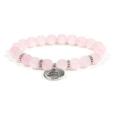 Bracciale mala elasticizzato Quarzo Rosa Preghiera Buddha 