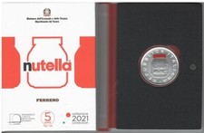 5 Euro ARGENTO 2021 - NUTELLA - MONETA con colorazione ROSSA