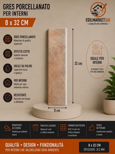 1pz battiscopa rosato - 1pz, (32cm)
