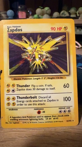 Carta pokemon zapdos 102 - carta,