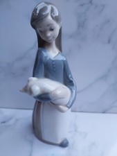 Statuetta Vintage Llandro Nina Con Cerdito.n. 1011