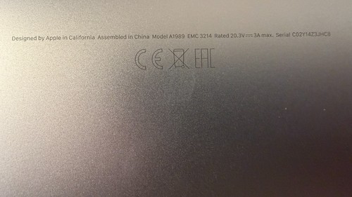 Macbook a1989 emc - 3214, non