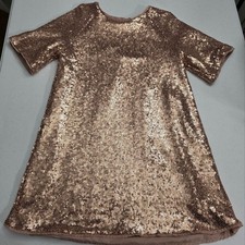 Abito H&M bambina champagne oro elegante paillettes paillettes taglia 8 NUOVO senza etichette