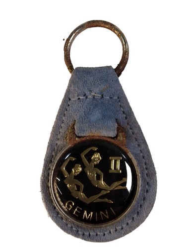 Blue suede key ring - suede,