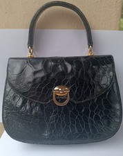 Borsa Da Sera Vintage In Pelle Di Tartaruga Nera Lucida