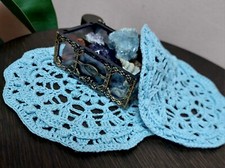 2 Blue Cotton Crochet Centers