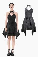 Abito corto smanicato donna nero gotico strass nappa reggicalze Dark In Love