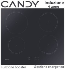 PIANO COTTURA NERO INDUZIONE 4 FUOCHI COM. FRONT. 60 CM CANDY KRCDJ642