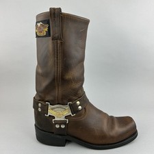 Stivali uomo Harley Davidson marroni imbracatura moto motociclista cowboy taglia fit UK9