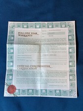 Rolex Certificato Garanzia Per