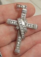 Croce ciondolo per catena girocollo argento 925 diamoniti taglio brillante 