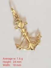 Ciondolo Ancla Ancora 3D in vero oro giallo 14 kt.