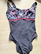 Speedo Costume da Bagno Rosa Endurance Taglia 10 Cinghie Regolabili Nero Scoop Back Ottime Condizioni