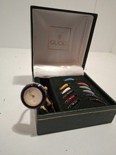 GUCCI Cambio Lunetta Quadrante 12 Colori Orologio Donna Bracciale Oro.