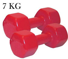 Coppia Pesi Palestra 7kg Manubrio Antiscivolo Esagonale Gommato Allenamento