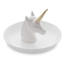 Balvi Porta anelli gioielli con vassoio in ceramica forma di Unicorno XL