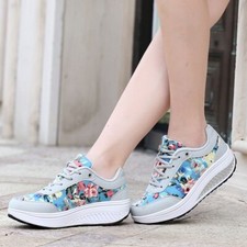 Scarpe Donna sneakers fiori alte tonificanti primavera camminata dimagrante