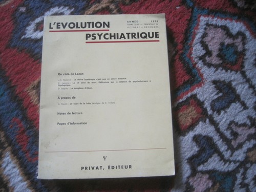 Evolution psychiatrique 1978 - l'evolution,