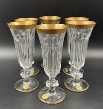 Servizio Prosecco Champagne Spumante 6 Calice Flutes Cristallo VDE oro rilievo