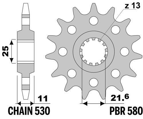 Pignone acciaio per yamaha - pignone,