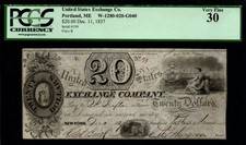 SCARCE United States Exchange Company, Portland, ME 1837 $20 Broken Banknote!