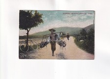 F5034) Cartolina, CINA - portare maiali al mercato - bicicletta VECCHIA!