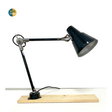 Lampe de Bureau Vintage Metal Noir Articulée Industriel Années 70 Italie