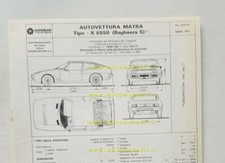 Matra Bagheera S 1975 Scheda facsimile omologazione DGM originale
