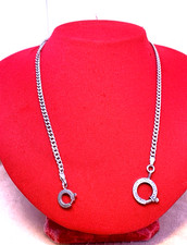 CATENA DA OROLOGIO ARGENTO 925 CON MOSCHETTONI ALL'ESTREMITA' ANNI 70/80, CM 47