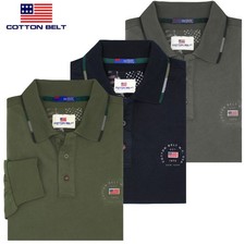 Polo uomo manica lunga 100% caldo cotone COTTON BELT 3 colori M L XL XXL 3XL
