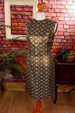 Vintage Originale 60er Abito da Sera Tubino Oro Broccato Moda-Sera Discoteca 42