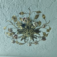 Plafoniera  da soffitta con 6 luci  ferro battuto epoca Vintage Art Decò Liberty