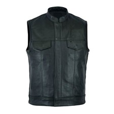 Gilet uomo pelle bovina nero tagliato gilet stile figli dell'anarchia