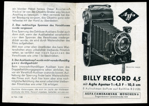 Istruzioni agfa billy - agfa, "billy