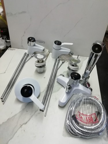 4pezzi bianco cromo lavabo - bianco, cromo: