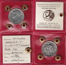ITALIA 5 lire 1937 Fecondità Periziato FDC Regno Vittorio Emanuele III 1901-1943