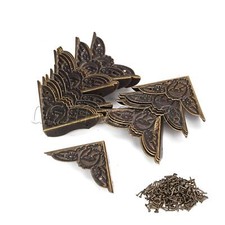 20pz Elegante Bronzo Antico Copribordo Scrivania Scatola Ferro Protezione Angoli 39x10mm