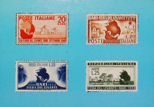 Cartolina francobolli fiera - francobolli,