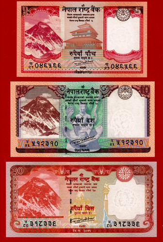 Nepal unc notes set - 3,