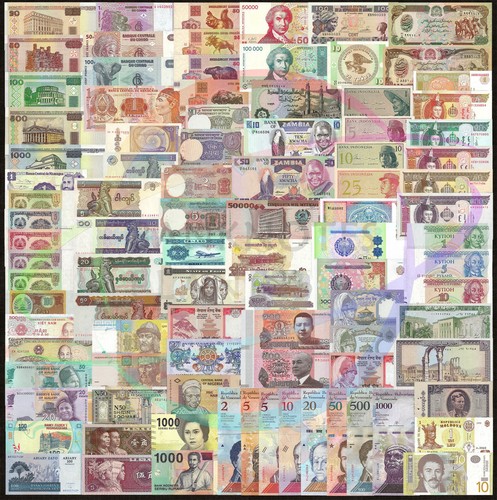 Lotto banconote mondiali - , 100