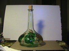 Vintage,Bottiglia in vetro decorato  in  rilievo e dipinta...