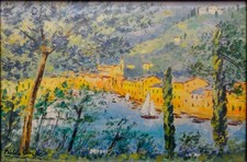 Michele Cascella, "Veduta di Portofino" - Olio su Tela - 40x60  Opera Archiviata