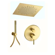 Kit doccia in colore oro spazzolato con soffione a soffitto Pollini Jessy C42014