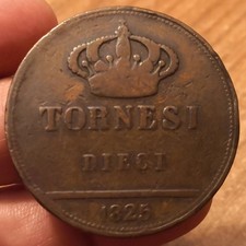 10 Tornesi 1825, Francesco I, Var. "A" Senza Stanghetta, Non Comune, Rif. 9027