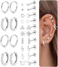 14Paia Orecchini Acciaio