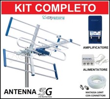 Kit Antenna Tv Esterna Digitale Terrestre UHF Amplificatore Da Palo 25dB 5G