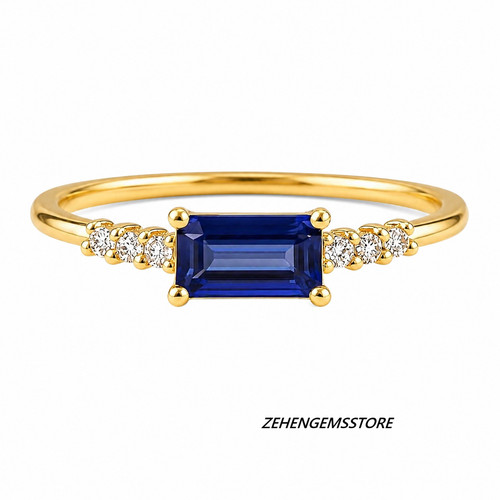 Anello moissanite zaffiro - moissanite, blu