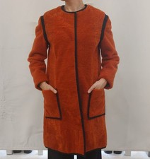 Cappotto in montone boucle tinta arancio nuovo tg M, lunghezza 90.